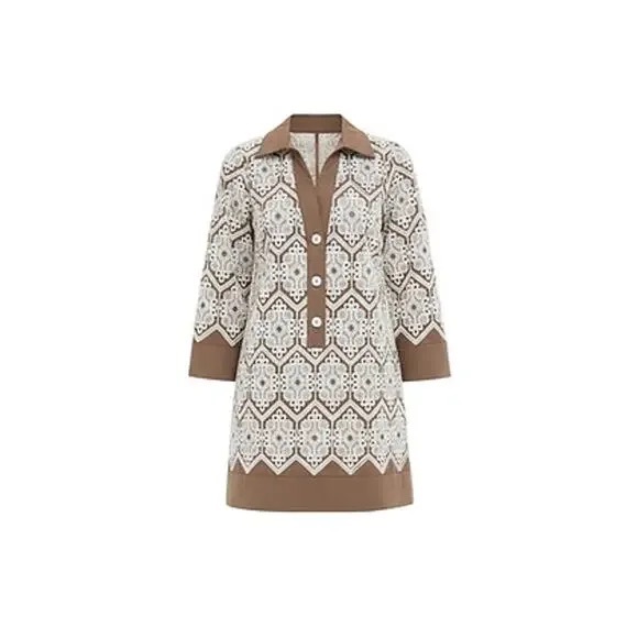 Tuckernuck Mocha Mousse Lace Collier Dress – Size Small - EUC - Picture 2 of 13